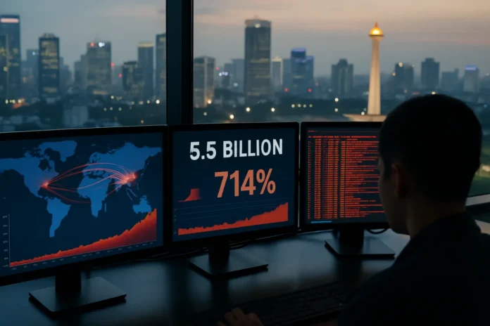Indonesia Cyberattacks 2025: 5.5 Billion Hits, 714% Explosion indonesia cyberattacks