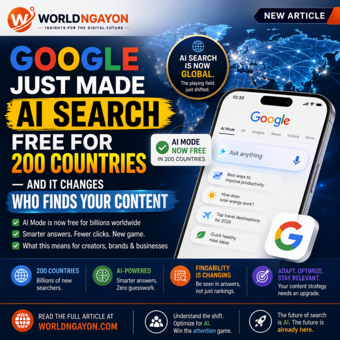 Google Just Made AI Search Free for 200 Countries — and It Changes Who Finds Your Content
