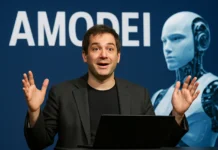 Amodei AI Jobs 2026: The CEO Who Cried ‘Bloodbath’ Says He Was Wrong Amodei AI jobs 2026: Dario Amodei with productivity chart and office workers silhouette