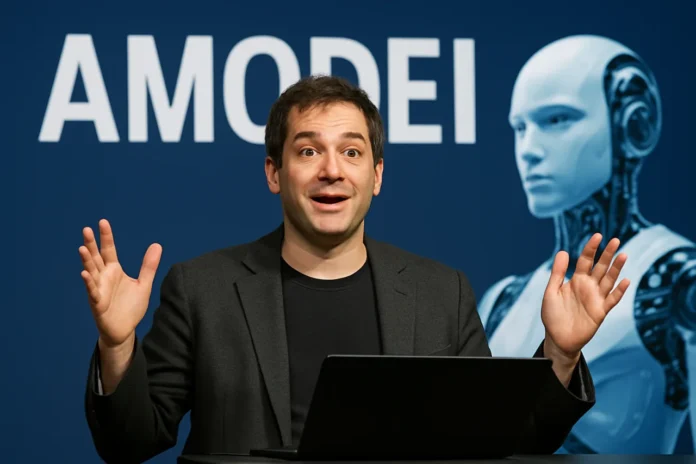 Amodei AI Jobs: The CEO Who Cried 'Bloodbath' Now Says He Was Wrong Amodei AI jobs 2026: Dario Amodei with productivity chart and office workers silhouette