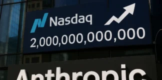 Anthropic IPO 2026: The $2 Trillion Question Before October Anthropic IPO 2026: stock listing chart with AI technology and Nasdaq tower blue