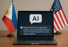 AI visibility in the Philippines: glowing chat interface recommending brand logos