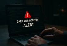 Dark web monitor guide breach alert radar illustration