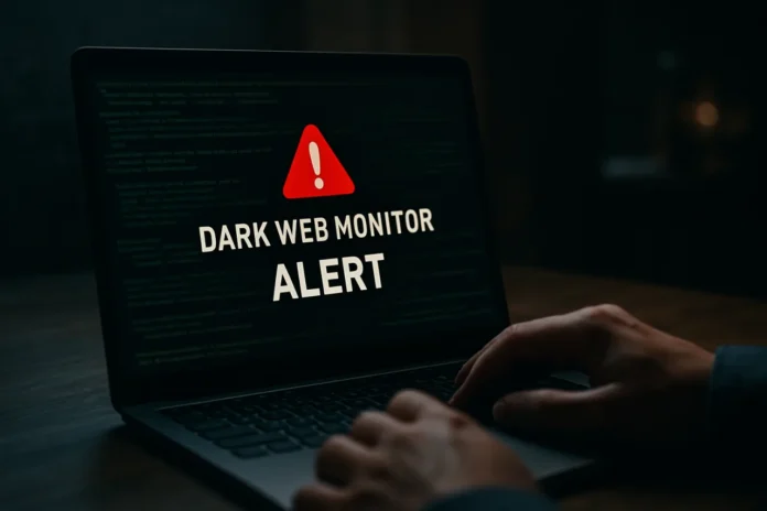 Dark web monitor guide breach alert radar illustration