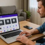 Your Reseller Business Needs No Office — How to Start a Web Hosting Reseller Business on Hostinger for Under $50 hosting reseller business on Hostinger illustration with home desk and recurring revenue chart