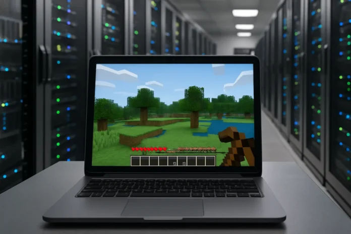 Your Minecraft Friends Deserve a Server That Never Sleeps — How to Host Your Own Minecraft Server on Hostinger Minecraft server on Hostinger illustration with blocky world on server rack