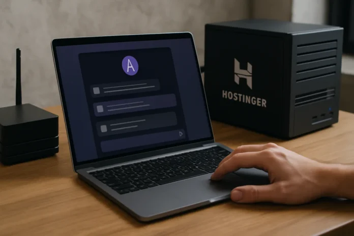 Every Chat You Send Feeds Someone’s Model. This One Feeds Nobody — How to Host Ollama on Hostinger and Own Your AI Ollama on Hostinger private AI illustration with home server and shield