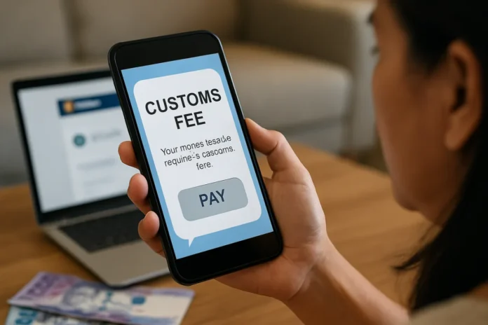 remittance scam defense warning on family phone screen