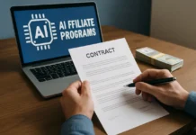 AI Affiliate Programs: How to Read Recurring Commission Terms Before You Promote AI affiliate programs: creator reading recurring commission terms on a laptop