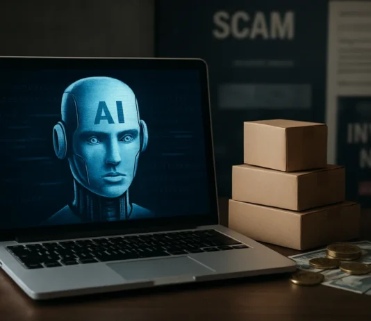 AI Scam Economy: 7 Layers of the Fraud Business Behind Modern Scams AI scam economy showing a modular fraud network of fake sites, stolen data and digital payment rails