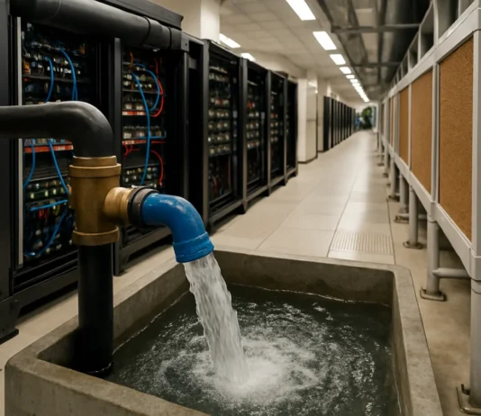 Data Center Cooling: How AI’s Heat Gets Moved – and the Water It Costs Data center cooling: liquid cold plates and coolant distribution units in an AI server hall