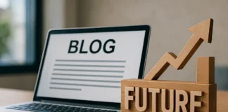 Future of blogging verdict — a Filipino publisher reviewing an owned website's growth chart as platforms and AI search evolve