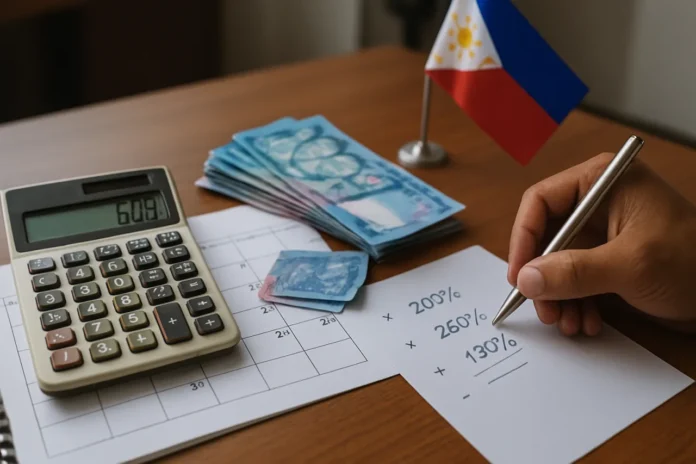 Holiday Pay Computation Philippines: The Complete 2026 Guide Holiday pay computation Philippines — a payroll clerk computing 200% holiday rates with a Filipino worker's payslip and calendar