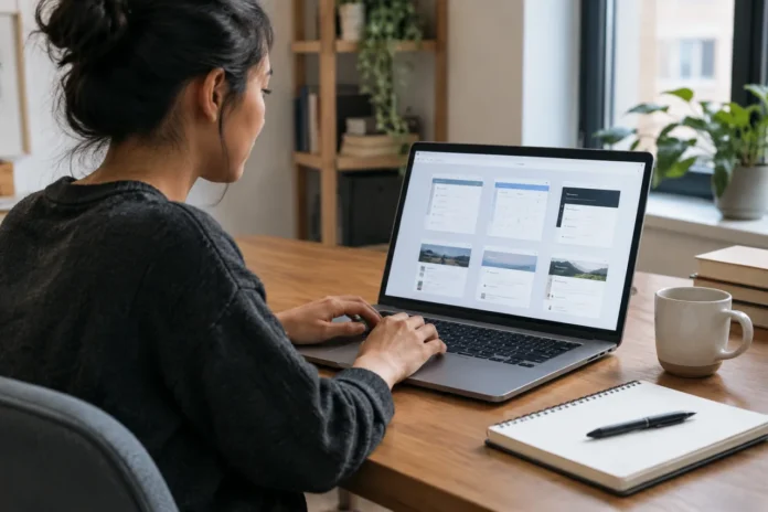 Notion templates: fee math and product build on a laptop