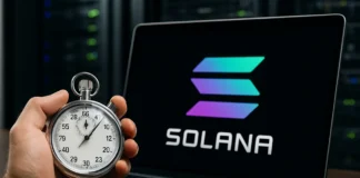 Solana Alpenglow test — 150ms finality on a Solana validator network diagram